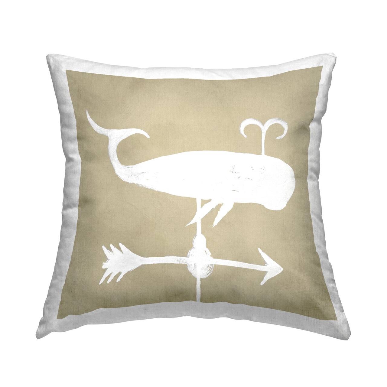 Stupell Industries Marine Whale Weathervane Compass Shape Throw Pillow, 18" x 18"